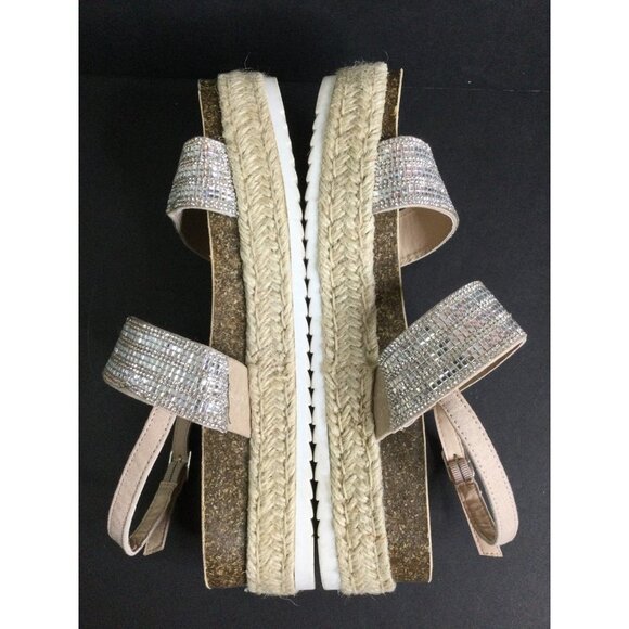 Torrid Womens Espadrille Sandals Silver Sparkling Size 11 WW Cork Platform - Picture 5 of 11